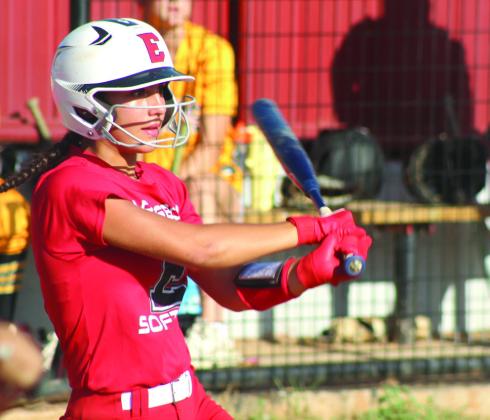 Lilly Gentry hits a single during the first inning.