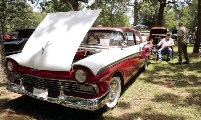 Morris Thompson of Tecumseh built this 1957 Ford Fairlane from the ground up when he found it three years ago in Texas. Thompson said he had one like it when he was dating his late wife, Carleta, whom he named the car after (on the license plate). Thompson lost his wife during the Covid pandemic. "Carleta" took first place in the Original Cars 1955-57 category of the 39th Annual Knights Auto Club Car Show on June 27 at Boy Scout Park.