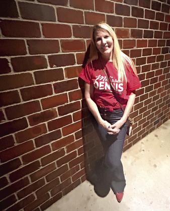 Dist. 1 Pottawatomie County Commissioner Melissa Dennis pauses for a quick photo and a short quote after a night of watching election results. Dennis won her bid for re-election for another term.