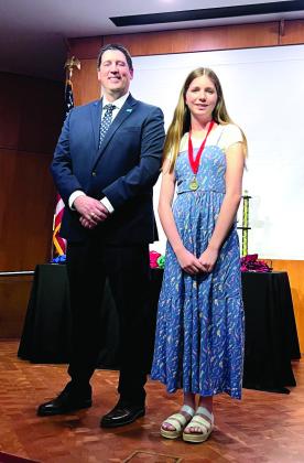Eighth-grade student Molly Newsom earned second place in the Individual Documentary category for her project, “Documenting the Disaster: How the Oklahoma City Bombing Re- formed and Revolutionized Mental Health Care in the Newsroom.” Her accomplishment also earned her a spot at the National History Day competition in College Park, MD, this June. Photo Provided