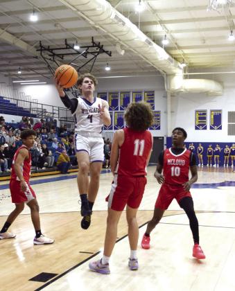 RJ Morris tosses in two against McLoud on Feb. 6th. Bethel lost 44-65.