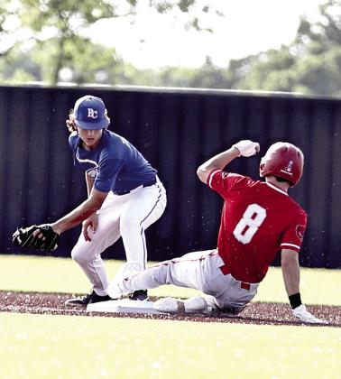 Mavrick Wingo beats the throw to Bridge Creek at second base on May 26.