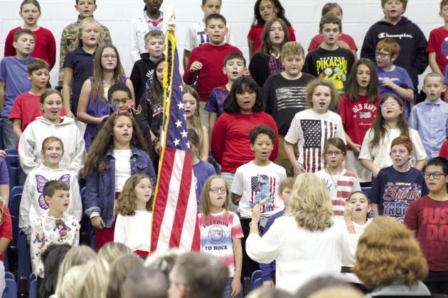 Led by Music Teacher Maria Wright, Bethel fourth-graders performed two songs - “In Service of Our Country” and “Those Who Served” - for the Bethel Public Schools Veterans Day Program on Nov. 11.