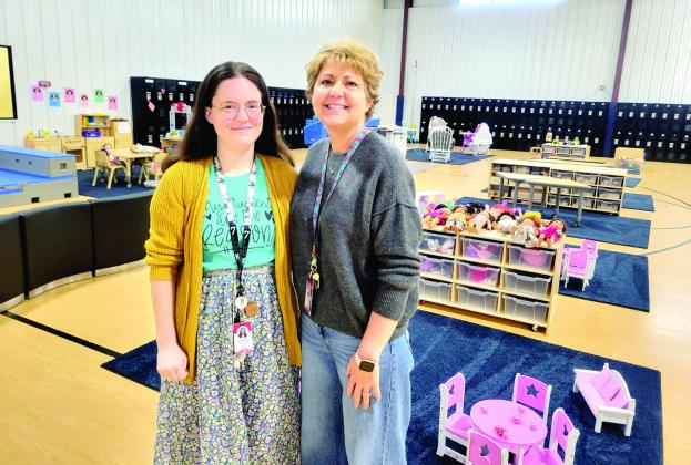 Master Teacher Alicia Lamb, left, and Coordinator Jerri Mayer stand with many of the CPN after school program’s new toys.