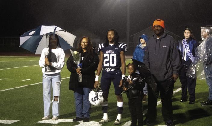 Deetrick Beavers and his family participate in the Shawnee High School Fall Senior Night on Nov. 8. Photo provided by Amanda Johnson