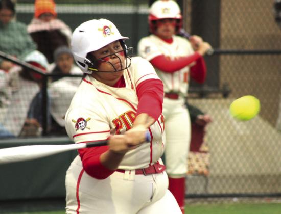 Dale senior Kelbey Welcher hits a single in the first inning of the Class 4A Slow Pitch State Championship game against Silo