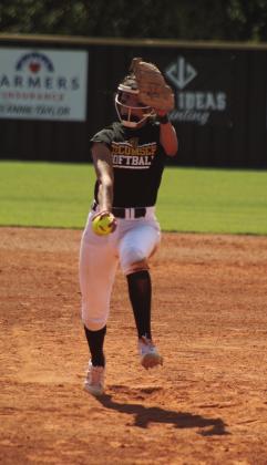 Tecumseh's Serenity Jacoway stays focused for the pitch in the second inning of the regional home game against Marlow on Oct. 5. The Lady Savages won 10-0. On Oct. 6, Tecumseh played Newcastle three times. They won the first game, 10-0, lost the second game, 5-8, and won the third game in extra innings, 2-1. Countywide &amp; Sun/Natasha Dunagan