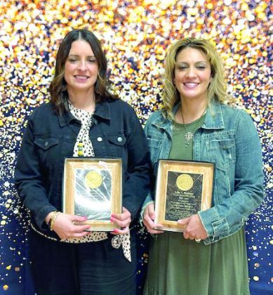 Pictured left, the Tecumseh Chamber of Commerce Teacher Appreciation Luncheon was held on April 24 at the City Hall Auditorium. Danielle Childers, left, is a teacher at Barnard Elementary and received a President’s Award, and Amanda Pierce teaches at Tecumseh Early Childhood Center and won a Lola C. Durham Award.