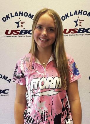 Alyssa Cheatwood, Shawnee 8th grader, is storming through the bowling community. She recently took first place in doubles with her partner, Ali Biscaino, and placed 5th in Stratch All-Events at the Oklahoma Bowling Youth State Championship held in Norman. She's headed to Greenbay, WI this summer to compete in the Junior Gold Championship 2025 in the U15 Girls Division. Photo Provided