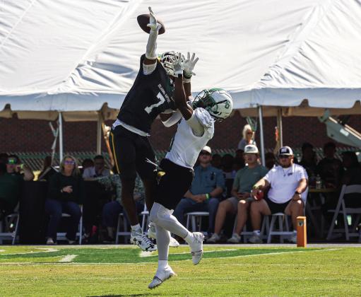 OBU's Bryson Cornelious deflects the ball just shy of the end zone. Photo Provided