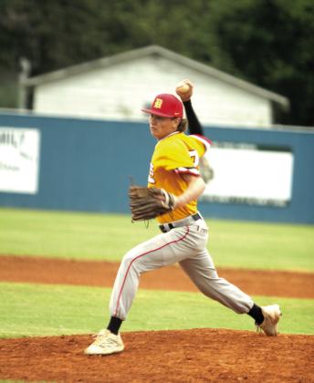 Dale junior Cy Dougan aims his throw during the bottom of the fourth inning during the Asher Baseball Festival at Asher on Sept. 5. Natasha Dunagan, Countywide &amp;amp; Sun