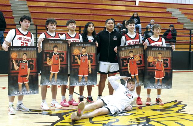 Earlsboro High School held their Senior Night ceremonies on the afternoon of Feb. 3. Shown here are the seniors in boys basketball, from left with banners, Danney Billingsley, Lane Brown, James Smith, Trystan Black and Beau Dailey. Countywide &amp; Sun/Natasha Dunagan