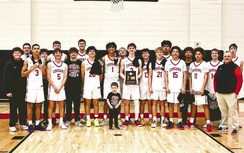 The North Rock Creek Cougars are 4A District Champions after beating Seminole 75-30 in the game on Feb. 21. After beating Tulsa Central, 83-62, on Feb. 24, they will advance to Area (win or lose) after playing Kingfisher on the 28th.