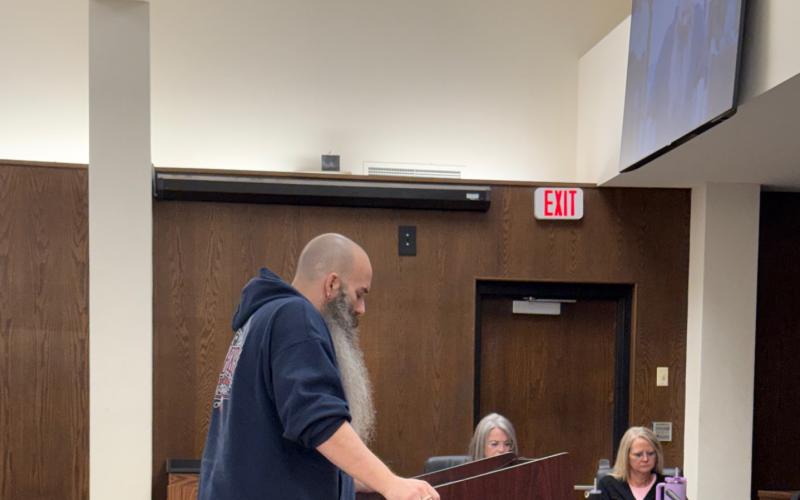 Rob Morris speaks during public comments.
