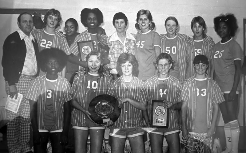 Front row: Hettie Davis, Donna Place, Carole Carter, Pam Parham and Teresa Carothers. Back Row: James McAlvain, (bus driver and SJC escort) Sherri Hudlow, Teresa Normor, Belinda Candler, Coach Debbie Woodall, Cindy Perkins, Sherri Peckham, Debbie Watkins and Diane Knight. Photos Provided