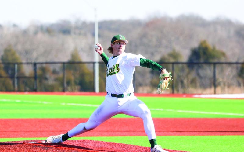 Oklahoma Baptist junior pitcher Kody Bialas won Great American Conference Pitcher of the Week honors Feb.9. It’s his first career honor. During the Sunday, Feb. 8 contest against Missouri-St. Louis, he tossed 7.1 innings, allowed just one run and fanned 12 batters. Plus, he did not walk a single batter as the Bison won in extra innings, 2-1.