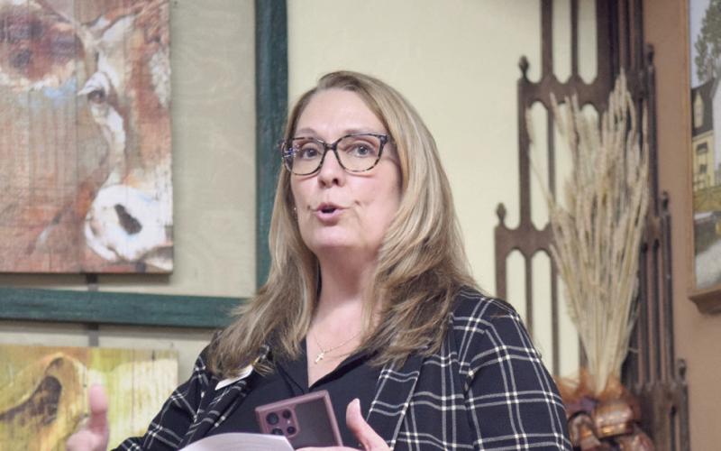 Rebecca Foreman of BancFirst discussed TIF/TIFF Beautification grant funding currently available for businesses in Tecumseh, that meet location and application approval, workshop held at The Farmer's Daughter. Julie Talton, Countywide &amp;amp; Sun
