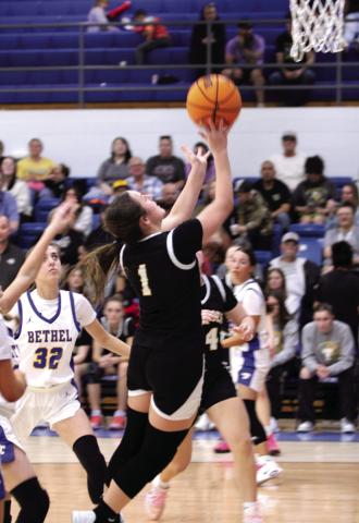 Tecumseh senior Cadence Leba goes to the basket during the third quarter of the Feb. 6 homecoming game at Bethel.