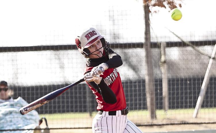 North Rock Creek’s Lydia VanAntwerp keeps her eye on the ball.