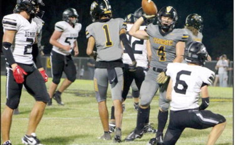 Tecumseh senior Ross Griggs throws the ball to a referee after making yardage during their season-opening home game against Perkins-Tryon on Sept. 1. Tecumseh lost 0-28. Countywide &amp; Sun/Natasha Dunagan