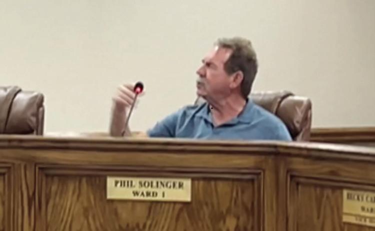 McLoud Ward 1 Council Member Phil Solinger exchanges words with community members during the meeting held Friday, Feb. 2. Countywide &amp; Sun/Suzie Campbell