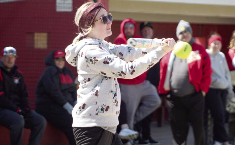 Dale 2010 graduate Chelsea (Jordan) Metcalf takes her turn at bat during the First Annual Dale High School Alumni Slowpitch Softball Game on March 18. Countywide &amp; Sun/Natasha Dunagan