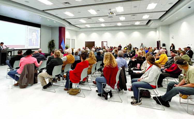 A crowd of citizens joined Sen. Shane Jett for the Town Hall Meeting to discuss issues and work towards a solution for the homeless situation in Shawnee and possibly other communities. Countywide &amp; Sun/ Suzie Campbell