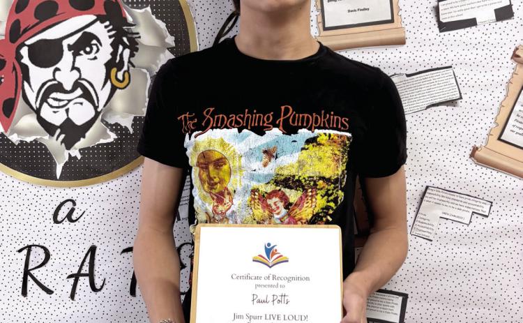 Paul Potts, a senior at Dale High School, was the winner of the Jim Spurr Student Poetry Contest.