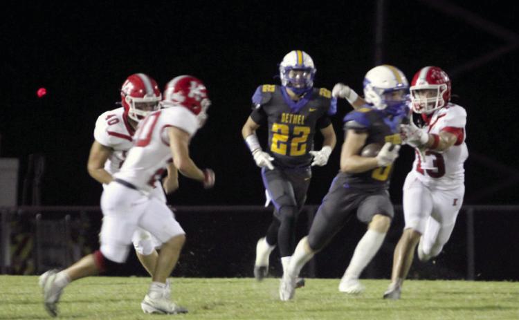 Bethel senior Gavin Lynch catches the punt and takes off during the Military Night home game against Kingston on Oct. 10. The Wildcats lost, 44-73, giving them a record of 5-1. Natasha Dunagan, Countywide &amp; Sun