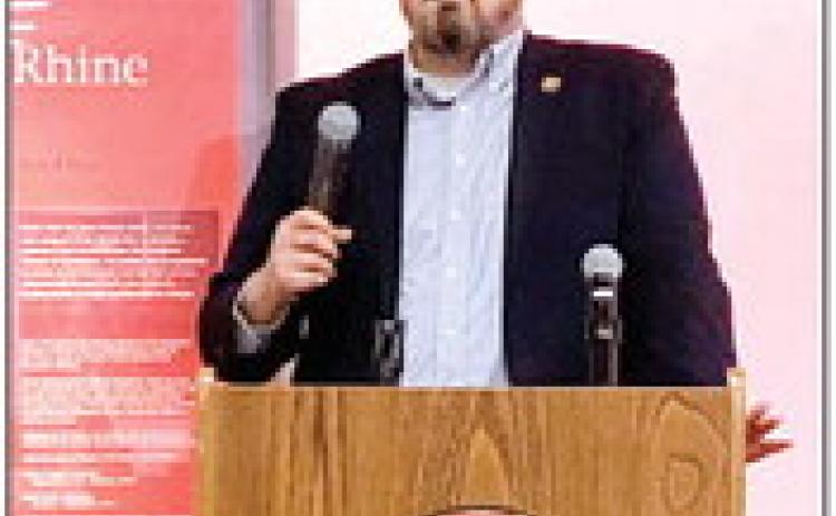 District Attorney Adam Panter talks about the change he is trying to bring to Pottawatomie and Lincoln county, during the Joint Legislative Luncheon Friday, May 26. Countywide & Sun/Suzie Campbell