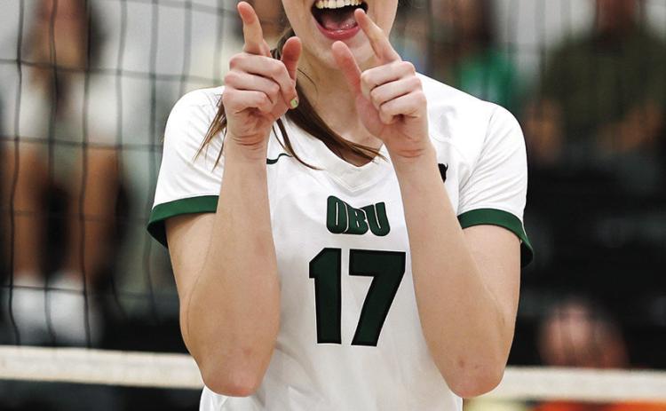 Lillian Noble celebrates an OBU win. Photo Provided