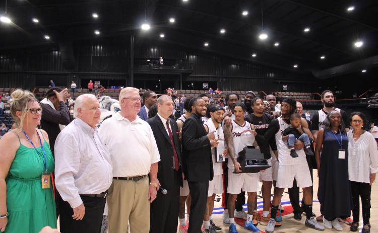 The Potawatomi Fire won The Basketball League National Championship on June 27, and Fire Guard Chuck Guy was named co-MVP, along with 2022 MVP Deshawn Munson. Here, Guy is holding "The Lillie" TBL 2023 Champions trophy, after they won two out of three games with the St. Louis Griffins. Countywide & Sun/Natasha Dunagan
