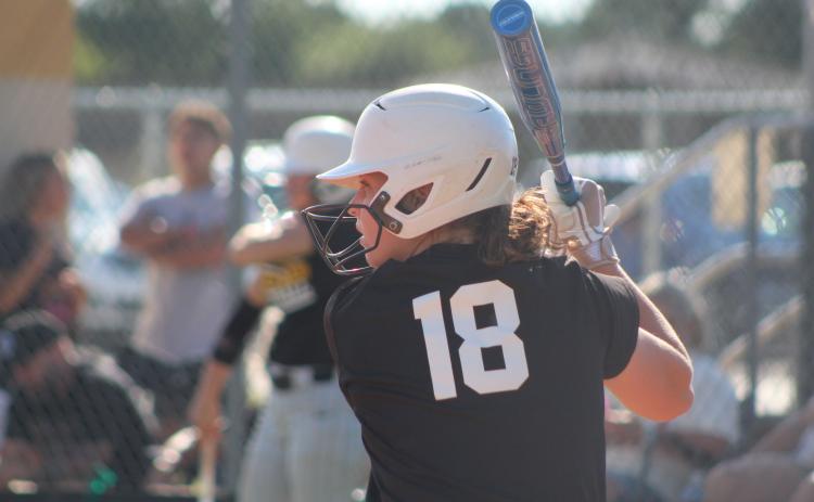Tecumseh junior Katie Overstreet prepares to hit a home run in the second inning of the home game with Cleveland on Aug. 14. The THS fast pitch team won, 17-0. Countywide & Sun/Natasha Dunagan