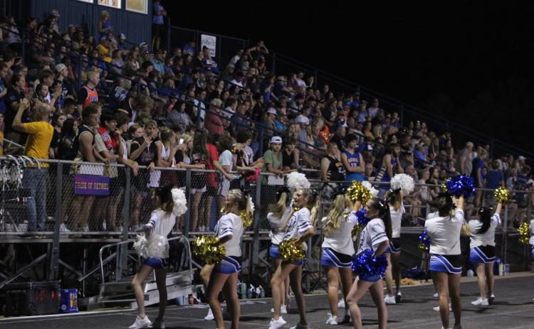 Bethel Cheerleaders rally the Wildcat fans during the home game against McLoud on Sept. 8. The stands on both sides were full for their rivalry game. The Redskins won, 28-21. Countywide & Sun/Natasha Dunagan