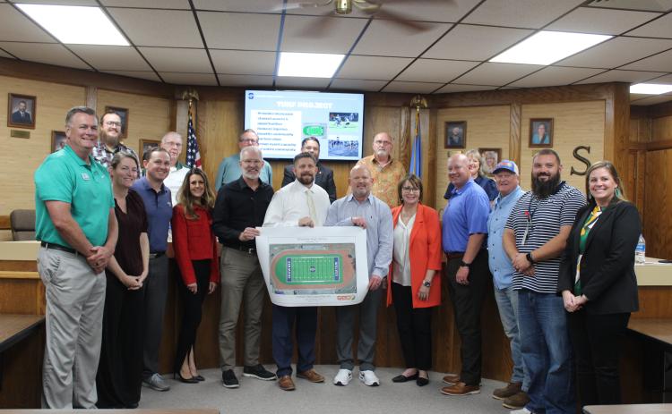 It was announced at the Nov. 6 Shawnee Board of Education meeting that Shawnee Public School has funding from five Shawnee banks, the Avedis Foundation and other supporters to complete the "Turf Project" at Jim Thorpe Stadium.