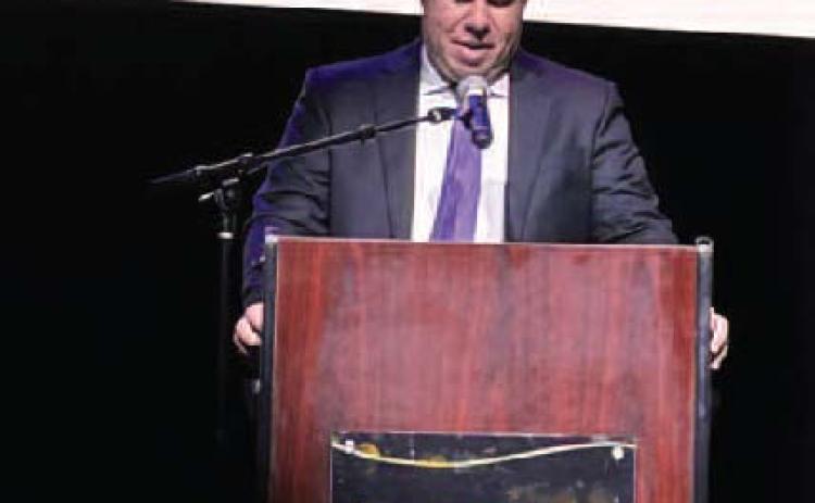 Daniel Matthews received the Live United Director of the Year award at the United Way of Pottawatomie County’s A Hero’s Masquerade Friday, Nov. 3. He thanked those who believed in the idea before before it was a reality. Countywide & Sun/Suzie Campbell