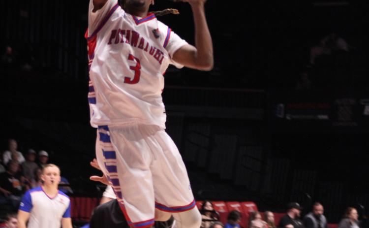 Potawatomi Fire small forward Ricky Artis II takes a steal to the bucket during the March 23 home game with the Texas 7ers. The 2023 TBL National Champs continued their winning streak of six games with a final score of 141-119. Countywide & Sun/Natasha Dunagan