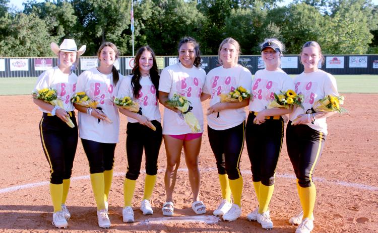 Tecumseh High School held their Fast-Pitch Softball Senior Night on Sept. 10. Those honored included Jessi Hull, Kynlee Donaghey, Vivian Hayes, Zariyah Masquas, Alyssa Norton, Aleigha McCullough and Katie Overstreet. Countywide & Sun/Natasha Dunagan