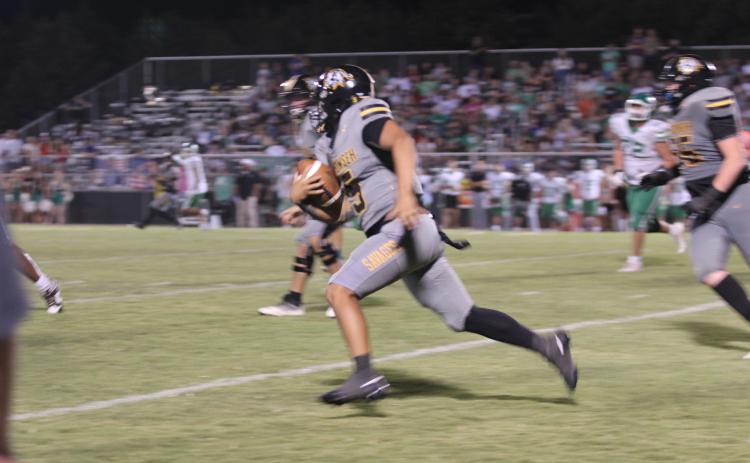 Tecumseh senior Hollin Barnes gains yardage during the first Savage home game on Sept. 13, 2024. File photo