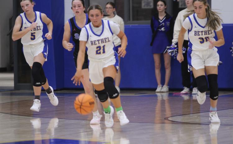 Bethel junior Bailey Tucker takes the ball upcourt during the home game on Dec. 5. Natasha Dunagan, Countywide & Sun