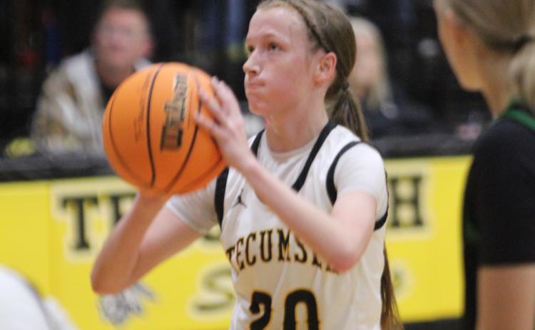 Tecumseh junior Chandler Bryant makes free-throws during the Jan. 6 home game. Natasha Dunagan, Countywide & Sun