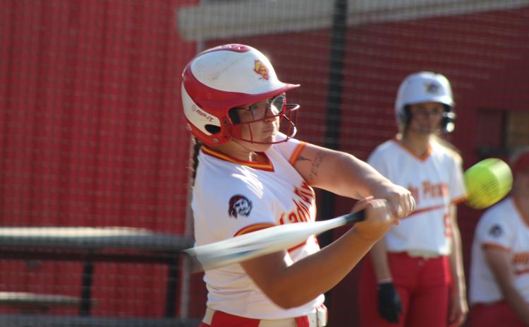 Dale senior Boo Herber prepares to hit a single in the March 30 home game against Washington. The Lady Pirates beat the Lady Warriors, 19-14, and they stomped Lexington, 15-0, on the same day. So far, their record for the season is 19-1. Photos by Natasha Dunagan, Countywide & Sun. Click on the camera banner ad below to see our photos from all the games!