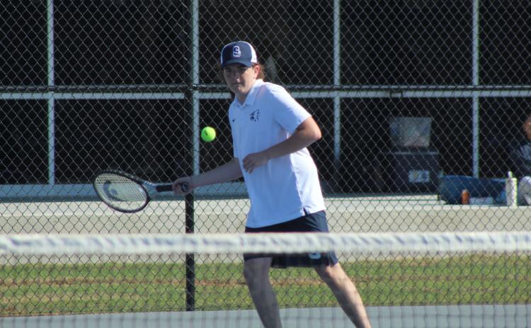 Shawnee's Samuel Thomas stays focused during the Shawnee East/West Quad Tournament on March 28. Photos by Natasha Dunagan, Countywide & Sun
