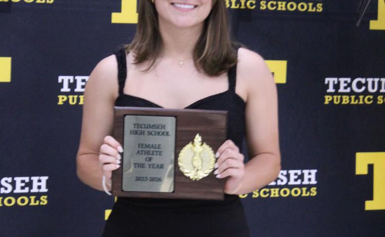 Three-sport senior athlete Cadence Leba received the Outstanding Female Athlete of the Year at the Tecumseh High School Athletic Awards on May 18. Jekhi Owens won the Outstanding Male Athlete of the Year.
