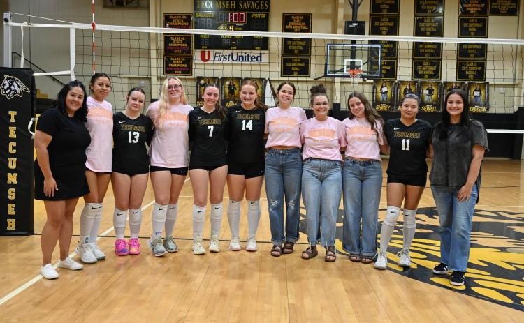 The Tecumseh Volleyball Lady Savages celebrated Senior Night on Sept. 22. Photo courtesy of Kenetta Lisenbee