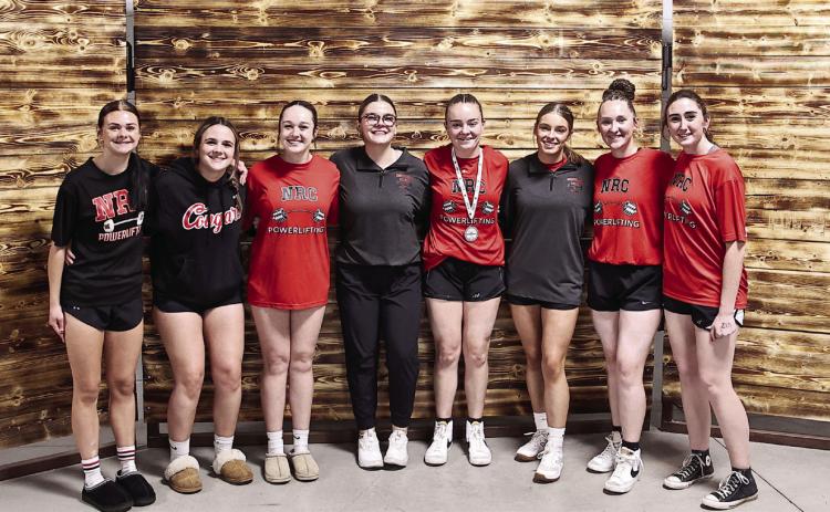 Two members of the North Rock Creek girls Powerlifting team went to State competition. Molly Campbell qualified with a fourth place finish in the 150-weight class and Elektra Coughran received an at- large bid in the 125-weight class.