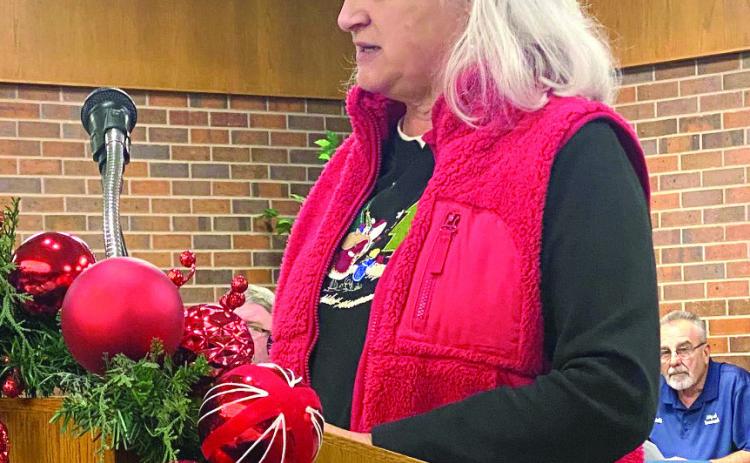 Pam Vallandingham addressed the board regarding a rezoning request that would allow her and her husband Tim to build a triplex on East Washington. Countywide &amp; Sun/Julie Talton