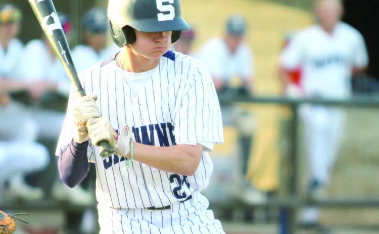 Shawnee freshman Ethan Berger passes on a ball in the March 25 home game with Coweta. Natasha Dunagan, Countywide & Sun