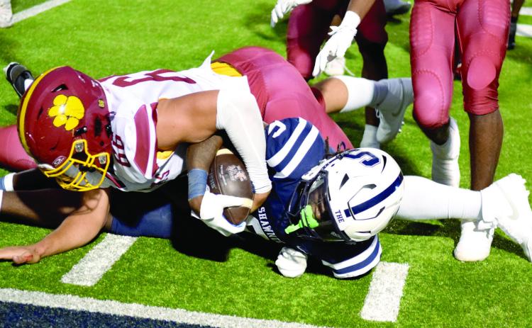 KD Palmer is finally brought down shy of the Panthers 30 yardline.  The Shawnee Wolves won their season opener at home against PC North on Sept. 5 32-19 (last year PC North beat SHS 35-3 last season). Julie Talton, Countywide & Sun