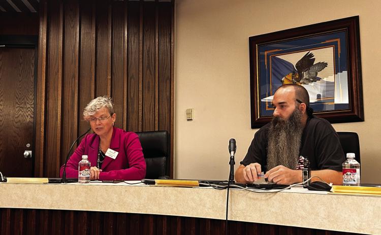 Shawnee City Manager and SCCDA Trustee Andrea Weckmueller-Behringer speaks to the reason why the board should approve the action item to begin the process of disolving the SCCDA. Trustee Rob Morris still has unanswered questions before he is ready to make a decision. The item is tabled until the September meeting. Countywide &amp; Sun/Suzie Campbell